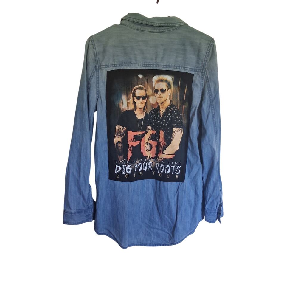 Florida Georgia Line Upcycled Denim Shirt M Country Concert